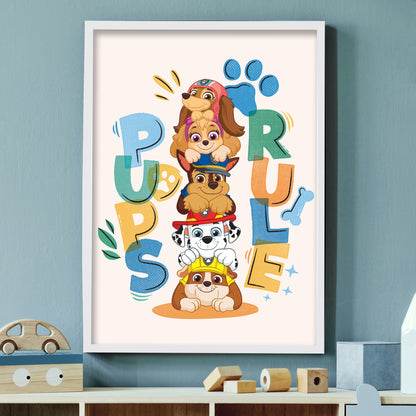 Paw Patrol Print - Pups Rule Poster Wall Art