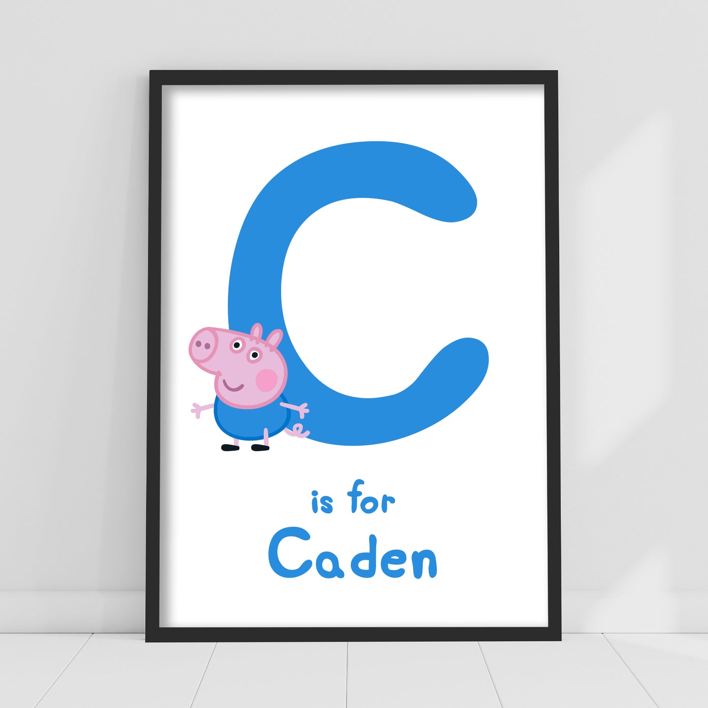 Peppa Pig Print - George Letter and Personalised Name Blue Poster Wall Art