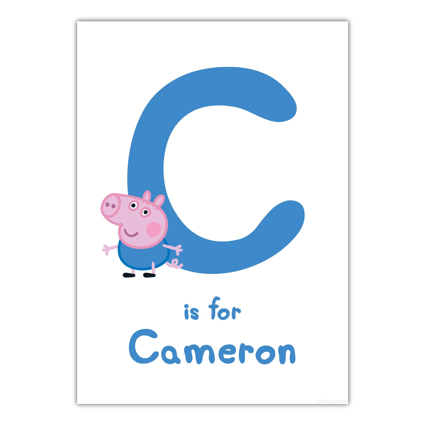 Peppa Pig Print - George Letter and Personalised Name Blue Poster Wall Art