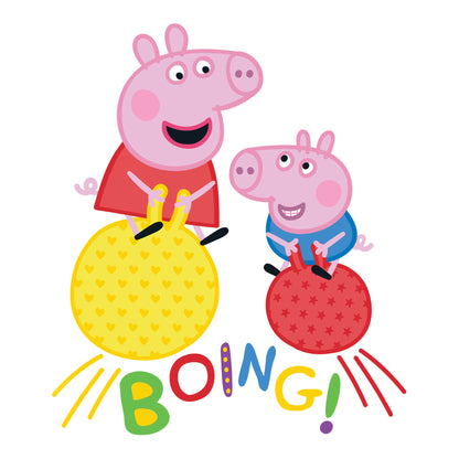 Peppa Pig Wall Sticker - Peppa Pig and George Space Hopper Boing Wall Decal Kids Art