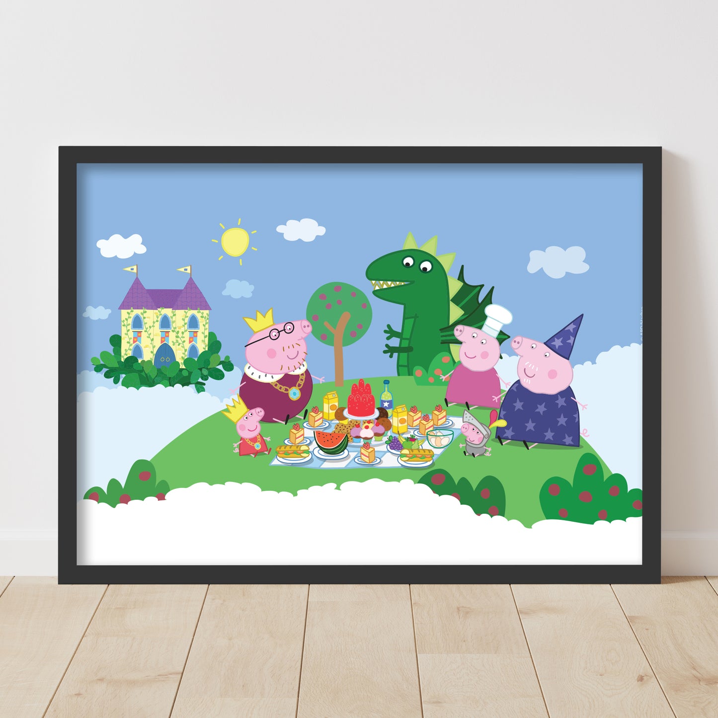 Peppa Pig Print - Peppa and Family Fairytale Picnic Scene Poster Wall Art