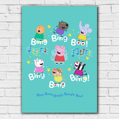 Peppa Pig Print - Peppa and Friends Music Bing Bong Poster Wall Art