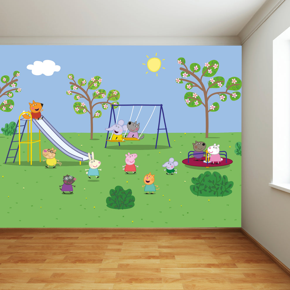 Peppa Pig Full Wall Mural - Peppa and Friends Playground – www.themed.co.uk