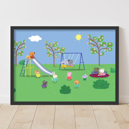 Peppa Pig Print - Peppa and Friends Playground Scene Poster Wall Art