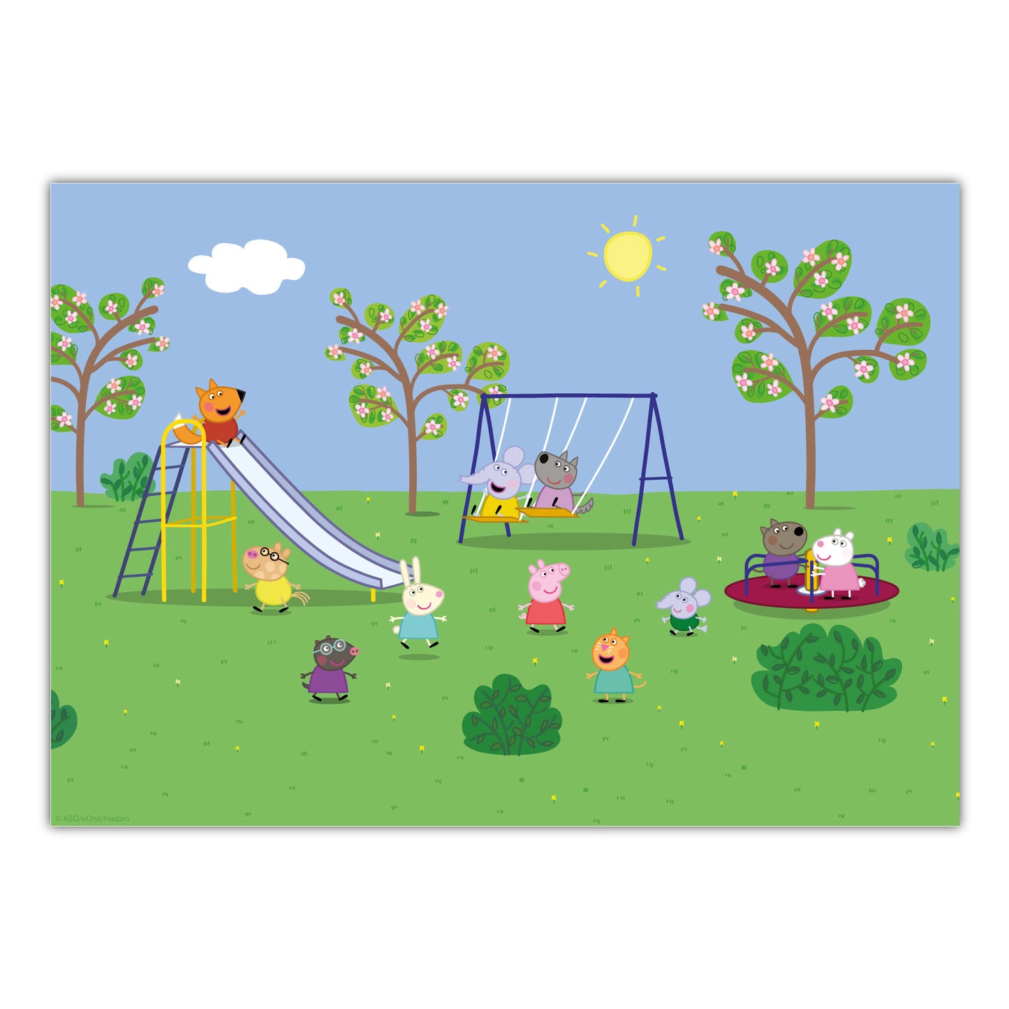 Peppa Pig Print - Peppa and Friends Playground Scene Poster Wall Art