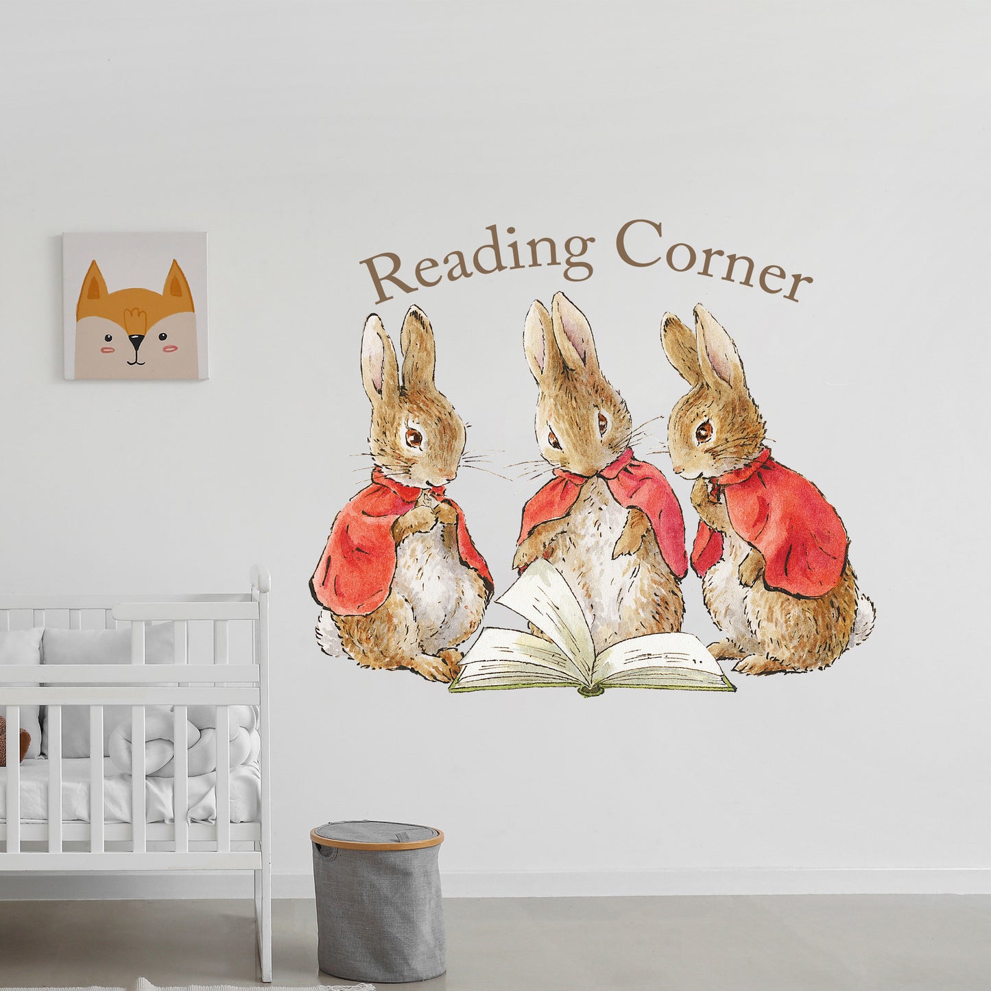 Peter Rabbit Wall Sticker - Peter Rabbit Flopsy Mopsy and Cottontail Reading Personalised Decal Wall Art