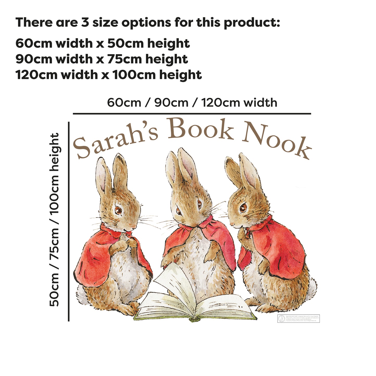 Peter Rabbit Wall Sticker - Peter Rabbit Flopsy Mopsy and Cottontail Reading Personalised Decal Wall Art