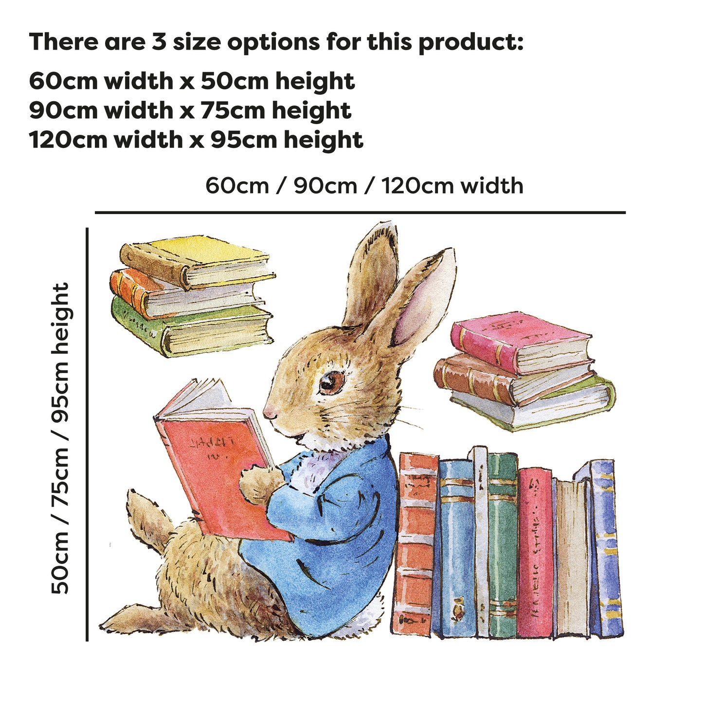 Peter Rabbit Wall Sticker - Peter Rabbit Leaning on Books Decal Wall Art