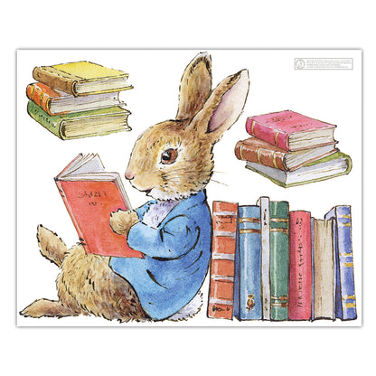 Peter Rabbit Wall Sticker - Peter Rabbit Leaning on Books Decal Wall Art