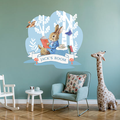 Peter Rabbit Wall Sticker - Peter Rabbit Reading Forest Personalised Decal Wall Art