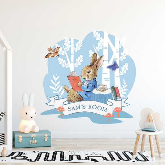 Peter Rabbit Wall Sticker - Peter Rabbit Reading Forest Personalised Decal Wall Art