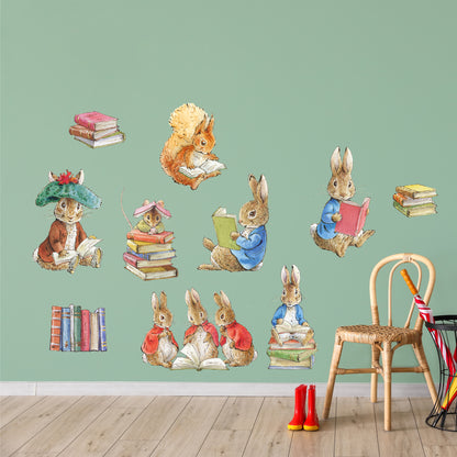 Peter Rabbit Wall Sticker - Peter Rabbit and Friends Reading Books Set Decal Wall Art