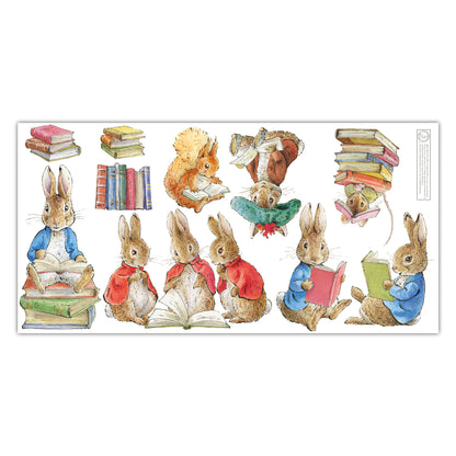 Peter Rabbit Wall Sticker - Peter Rabbit and Friends Reading Books Set Decal Wall Art