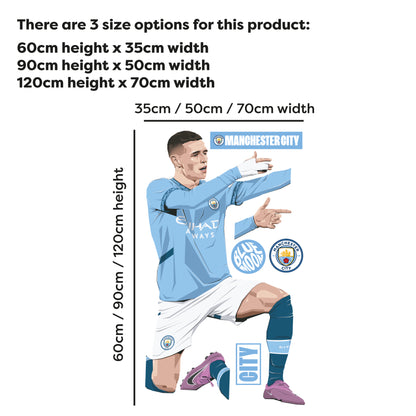 Official Manchester City - Phil Foden 24-25 Illustration Wall Sticker + Decal Set