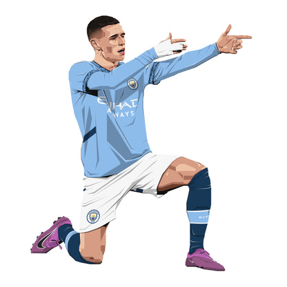 Official Manchester City - Phil Foden 24-25 Illustration Wall Sticker + Decal Set