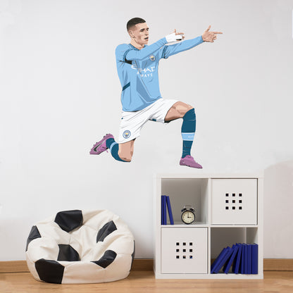 Official Manchester City - Phil Foden 24-25 Illustration Wall Sticker + Decal Set