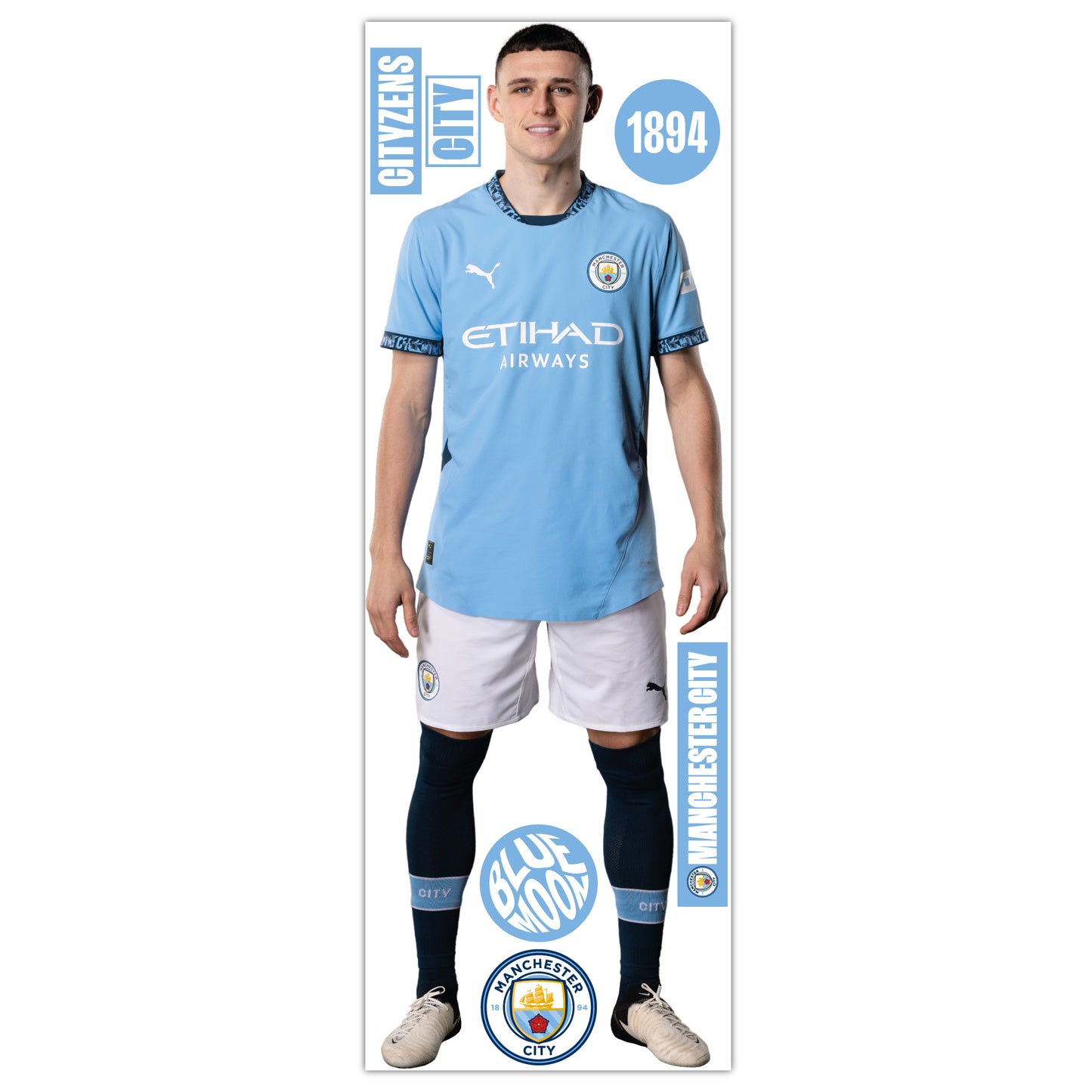 Manchester City FC - Phil Foden 24/25 Player Wall Sticker + Decal Set