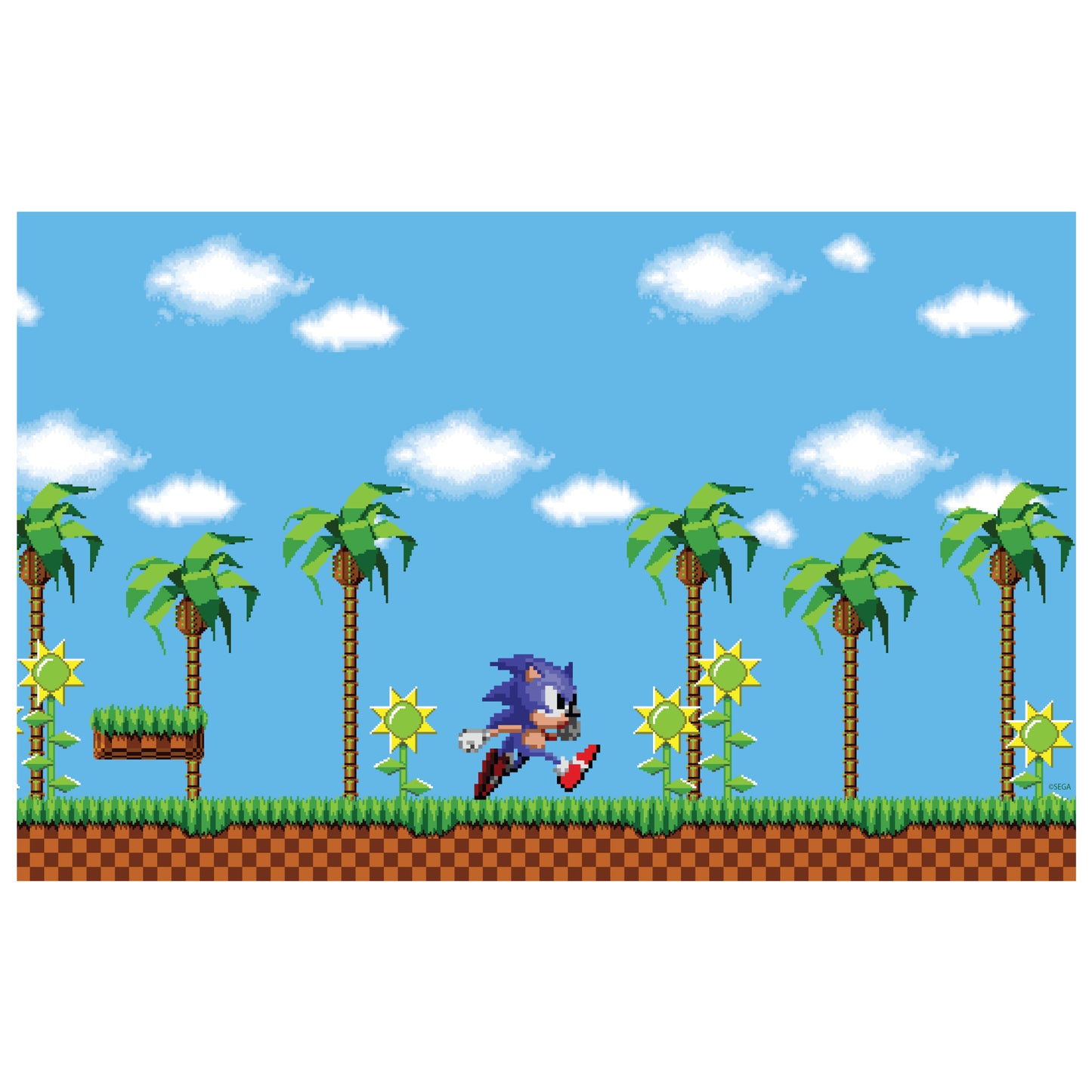 Sonic The Hedgehog Full Wall Mural - Pixel Sonic Running Through Game World Wall Art