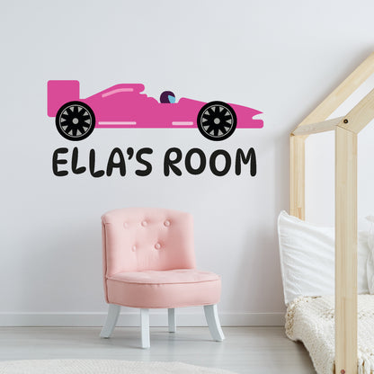 Racing Wall Sticker - Race Car Personalised Name And Colour Sports Car