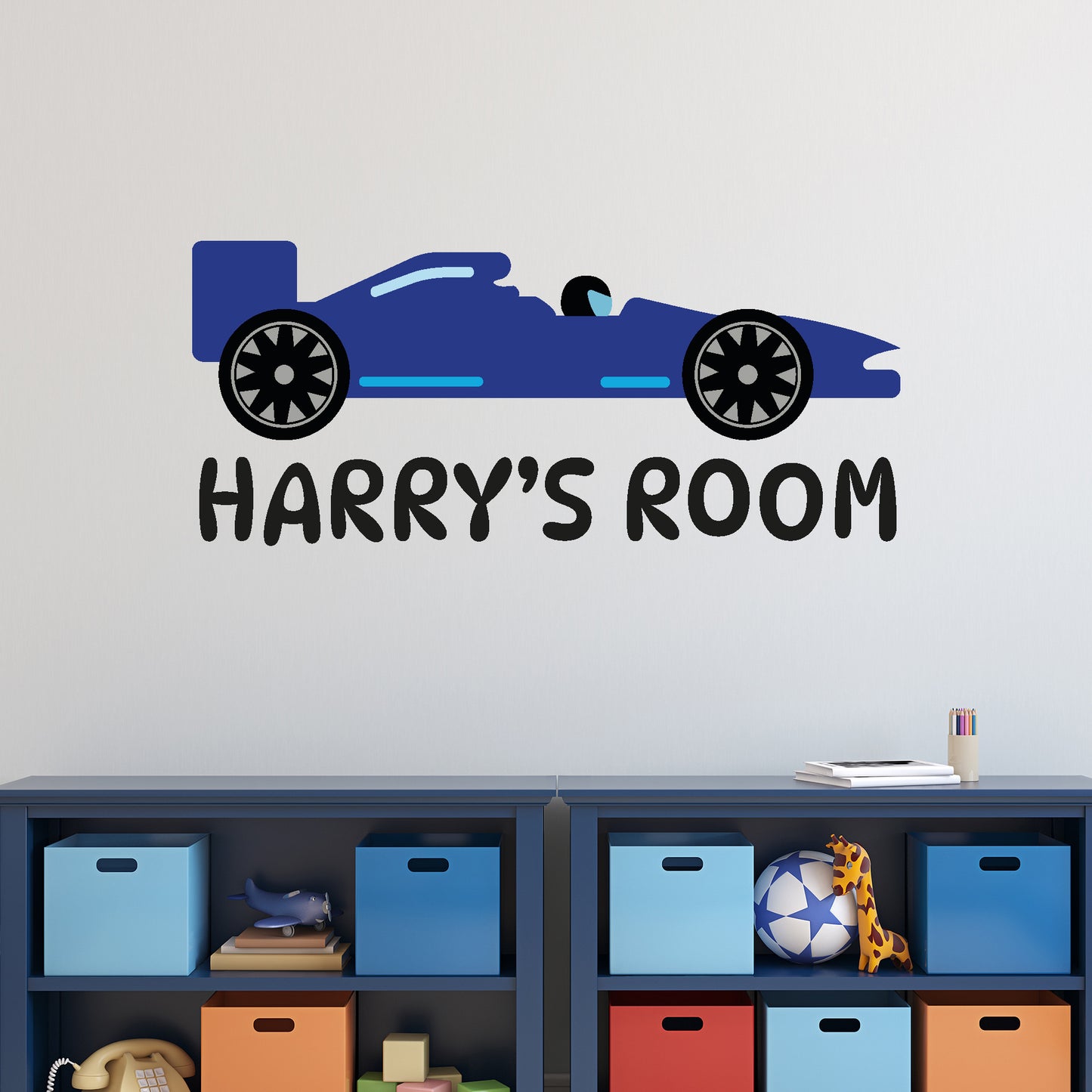 Racing Wall Sticker - Race Car Personalised Name And Colour Sports Car