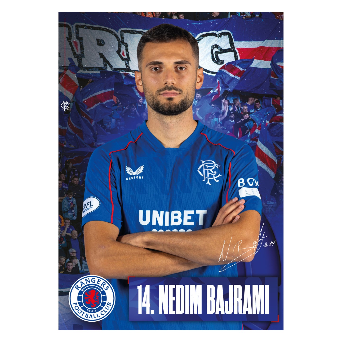 Rangers Football Club Nedim Bajrami 24/25 Player Print Football Art