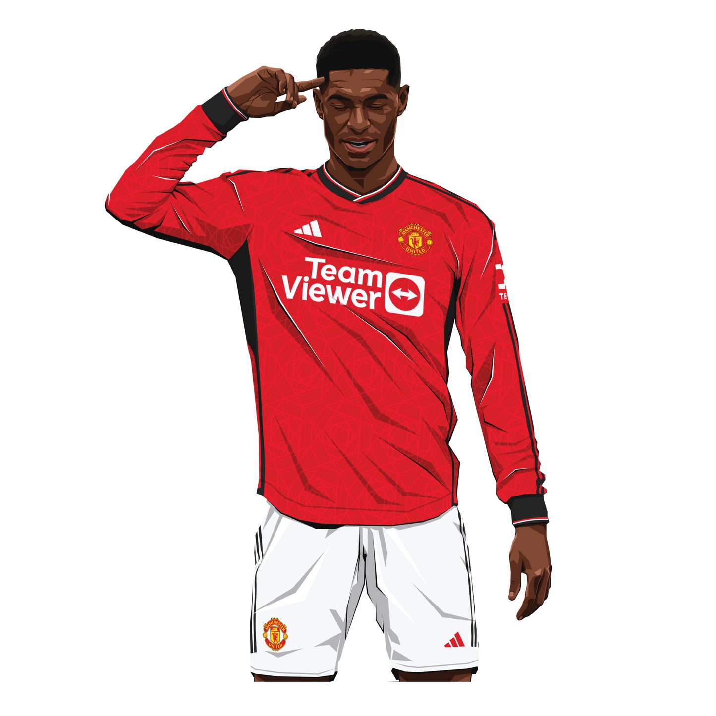 Manchester United FC Wall Sticker - Rashford Celebration Illustration Decal Art