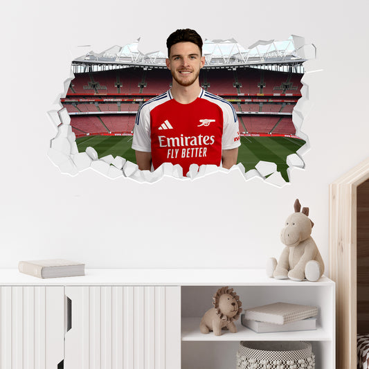 Arsenal FC - Declan Rice 24/25 Broken Wall Sticker + AFC Decal Set