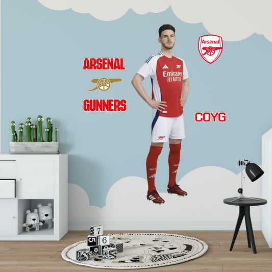 Arsenal FC - Declan Rice 24/25 Player Wall Sticker + Gunners Decal Set