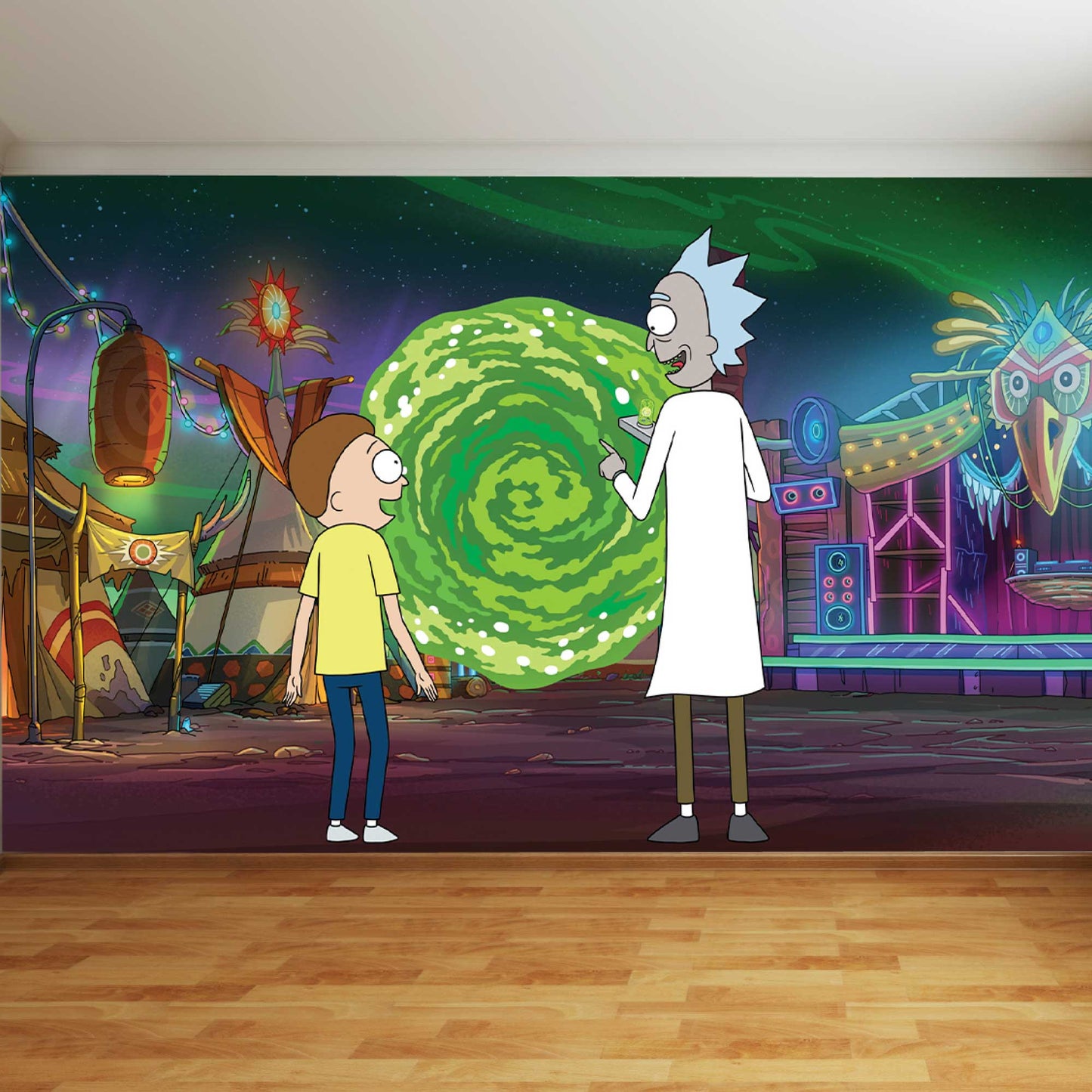 Rick and Morty Full Wall Mural - Looking Into Portal Wall Art