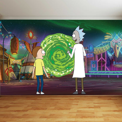 Rick and Morty Full Wall Mural - Looking Into Portal Wall Art