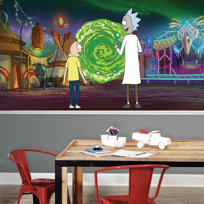 Rick and Morty Full Wall Mural - Looking Into Portal Wall Art