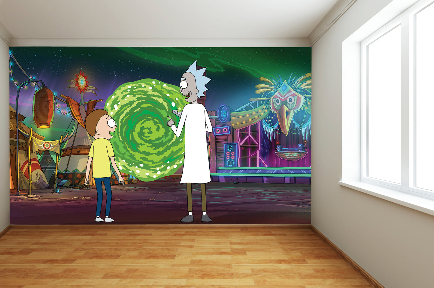 Rick and Morty Full Wall Mural - Looking Into Portal Wall Art