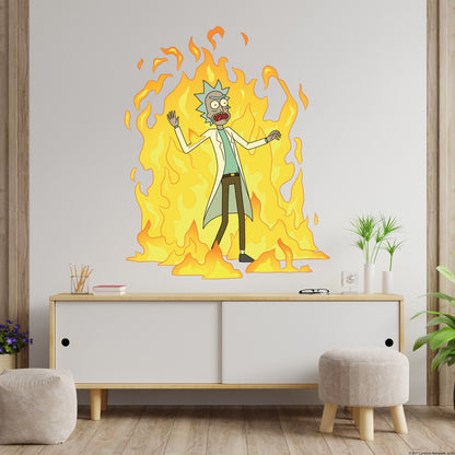 Rick and Morty Wall Sticker – Rick in Flames Wall Decal Art