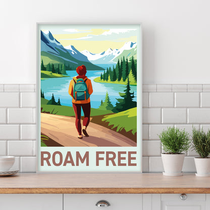 Walking Wall Art Print - Roam Free Hiking Poster