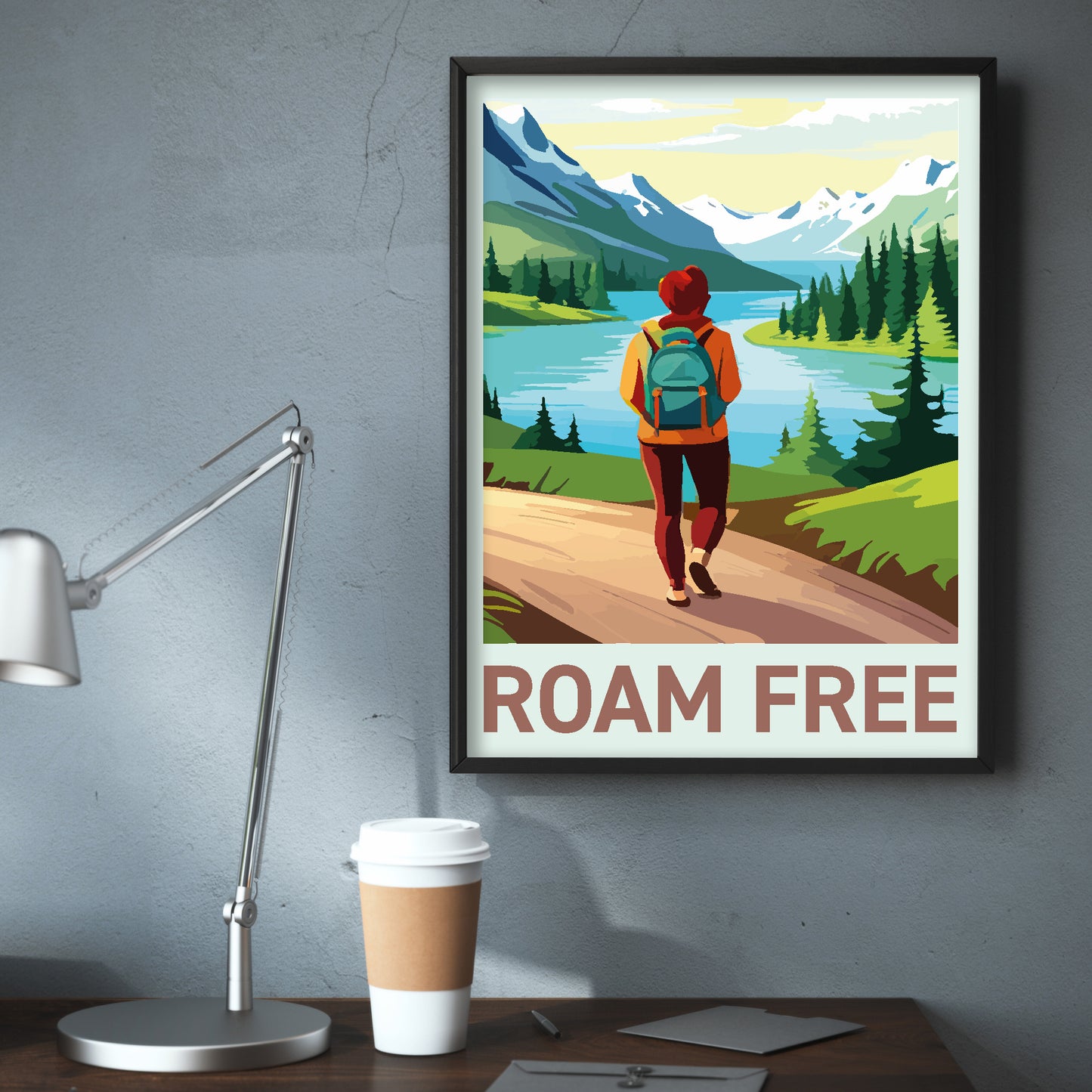 Walking Wall Art Print - Roam Free Hiking Poster