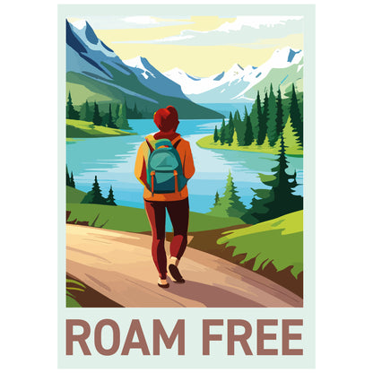 Walking Wall Art Print - Roam Free Hiking Poster