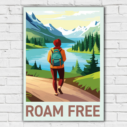 Walking Wall Art Print - Roam Free Hiking Poster