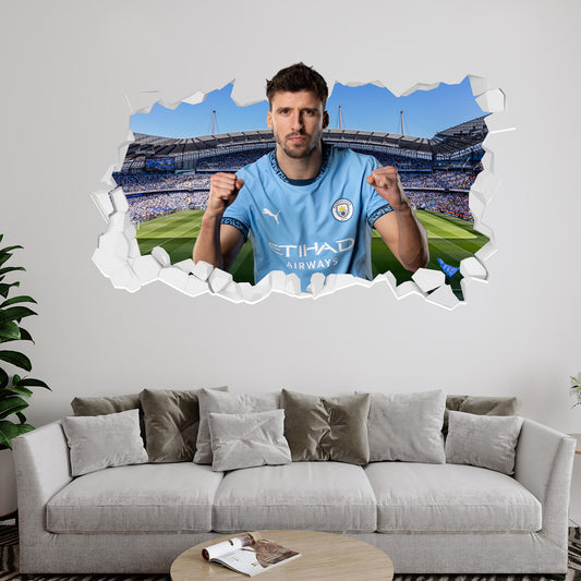 Manchester City Football Club - Ruben Dias 24/25 Broken Wall Sticker + Bonus Decal Set