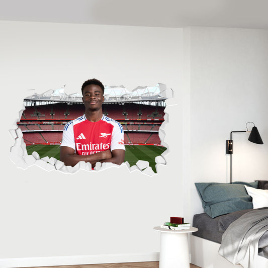 Arsenal Football Club - Bukayo Saka 24/25 Broken Wall Sticker + Gunners Decal Set