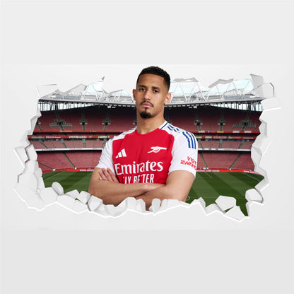 Arsenal FC Wall Sticker - Saliba 24/25 Broken Wall + AFC Decal Set