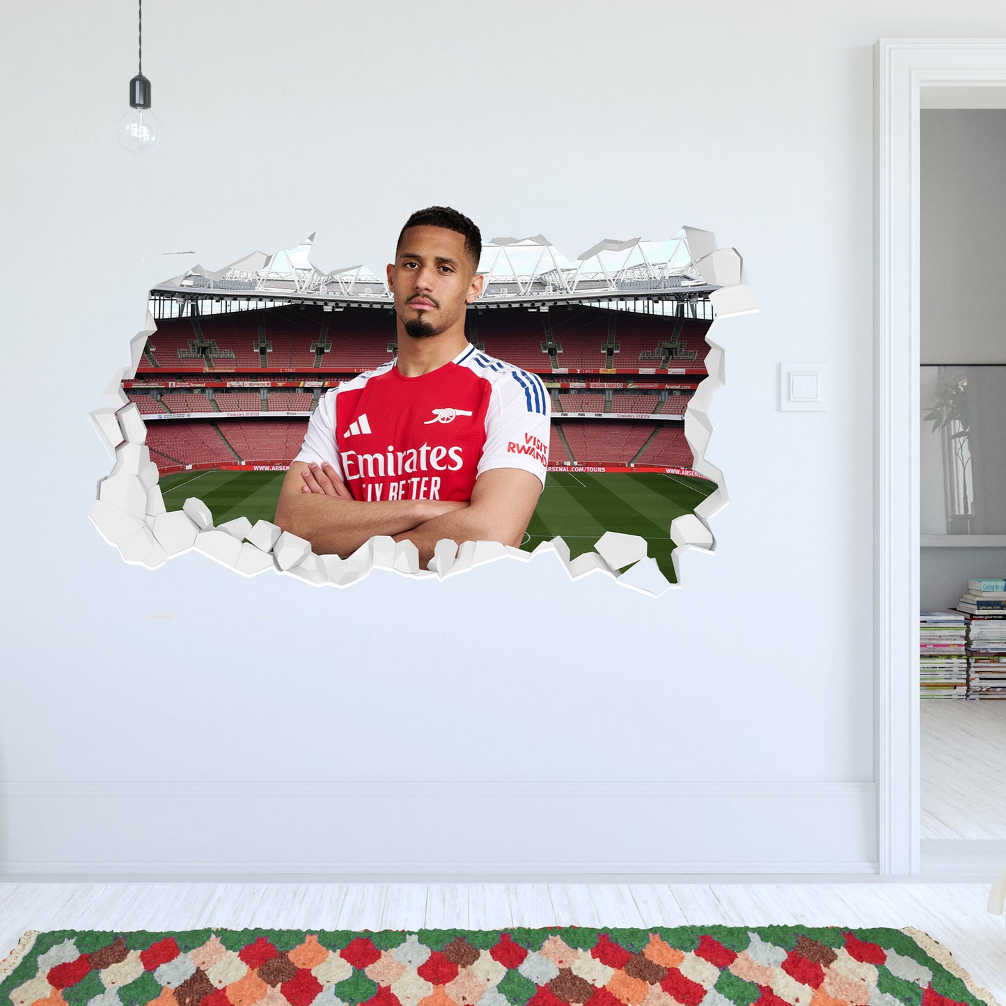 Arsenal FC Wall Sticker - Saliba 24/25 Broken Wall + AFC Decal Set