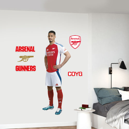 Arsenal FC - Saliba 24/25 Player Wall Sticker + Gunners Decal Set