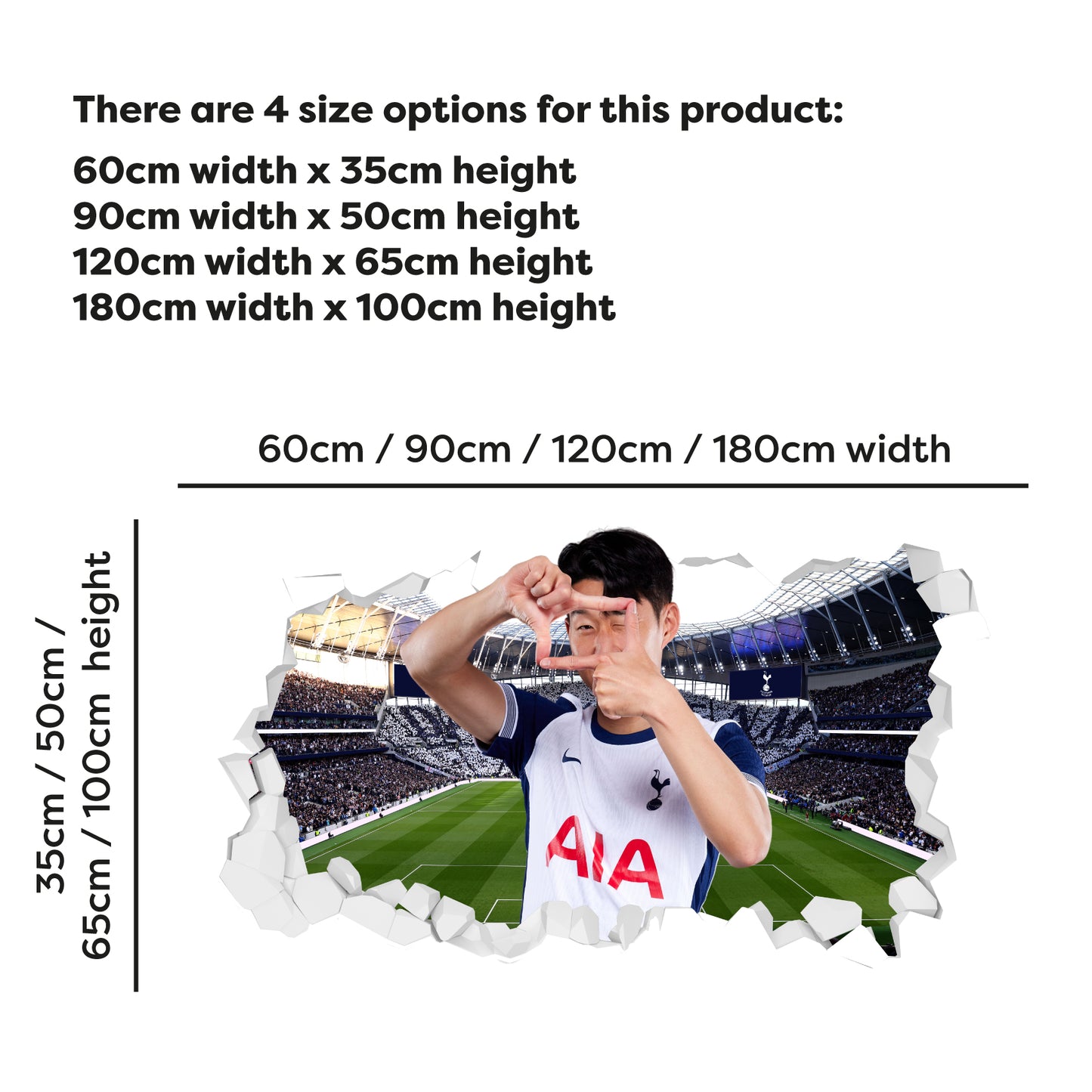 Tottenham Hotspur FC - Son Heung-min 24-25 Broken Wall Sticker + Spurs Decals