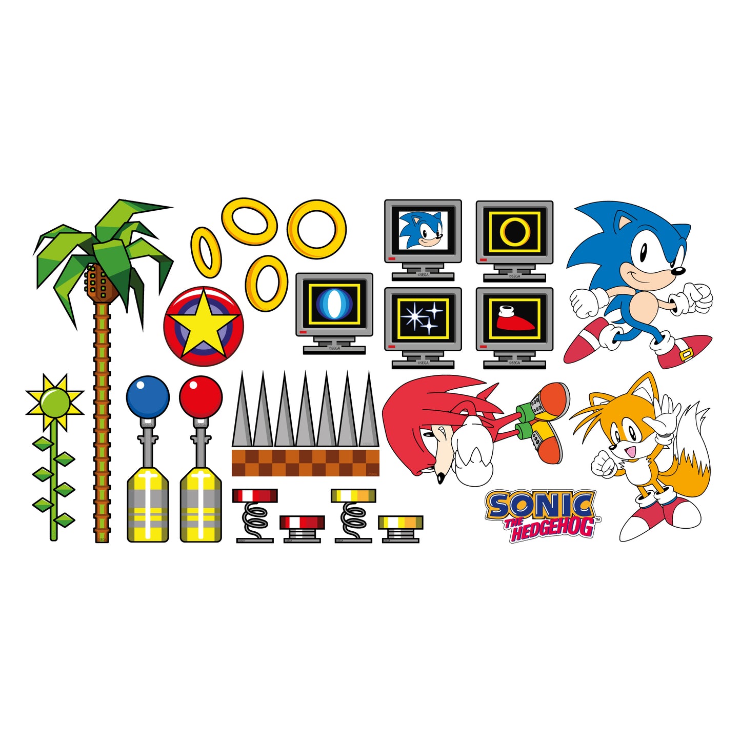 Sonic The Hedgehog Wall Sticker - Sonic Classic Set Wall Art