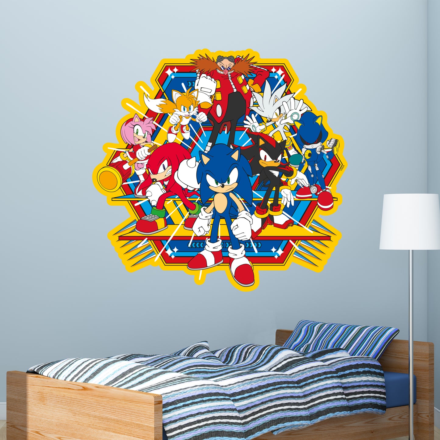 Sonic The Hedgehog Wall Sticker - Sonic Group Hexagon Wall Art