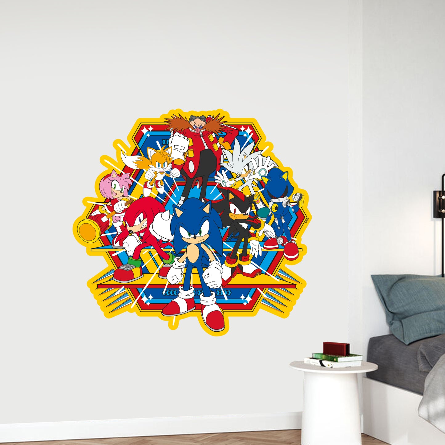 Sonic The Hedgehog Wall Sticker - Sonic Group Hexagon Wall Art