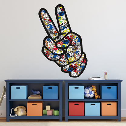 Sonic The Hedgehog Wall Sticker - Sonic Hand Peace Sign Graffiti Wall Art