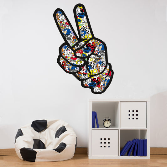 Sonic The Hedgehog Wall Sticker - Sonic Hand Peace Sign Graffiti Wall Art