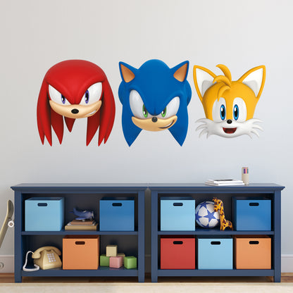 Sonic The Hedgehog Wall Sticker - Sonic Knuckles and Tails Heads Wall Art