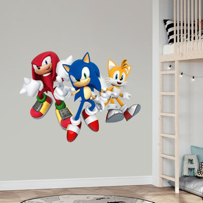 Sonic The Hedgehog Wall Sticker - Sonic Knuckles and Tails in Air Wall Art